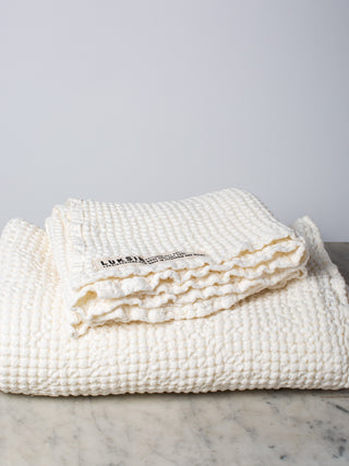 Linen Cotton Waffle Towels in 'Salt'