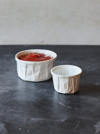 Porcelain 'Paper' Condiment Cups - in 2 sizes
