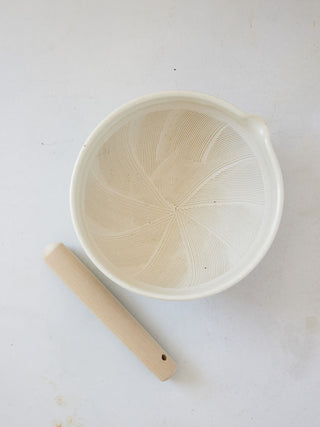 Handmade Japanese Ceramic Mortar & Wooden Pestle in 3 sizes