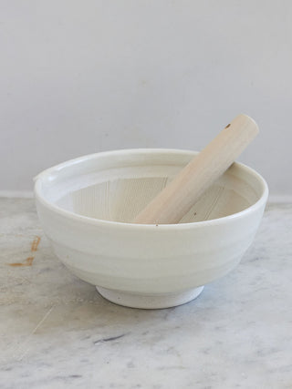Handmade Japanese Ceramic Mortar & Wooden Pestle in 3 sizes