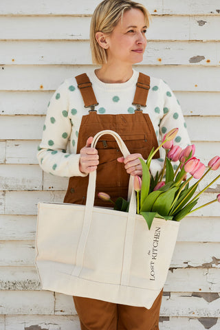 'The Lost Kitchen' handcrafted stenciled canvas tote
