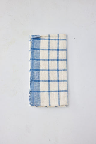 Windowpane Cotton Napkin - in Blue & Natural
