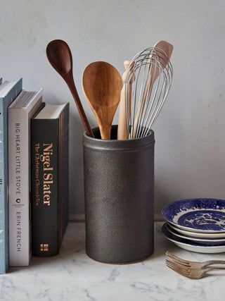 Handmade Ceramic Utensil Crock in Charcoal
