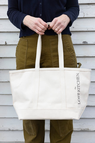 'The Lost Kitchen' handcrafted stenciled canvas tote