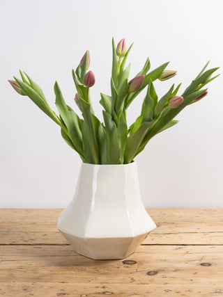 Handmade Frost White Lantern Vase