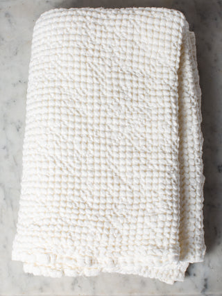 Linen Cotton Waffle Towels in 'Salt'