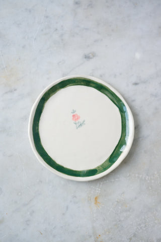 Handmade Porcelain CatchAll Dish - Emerald Rim