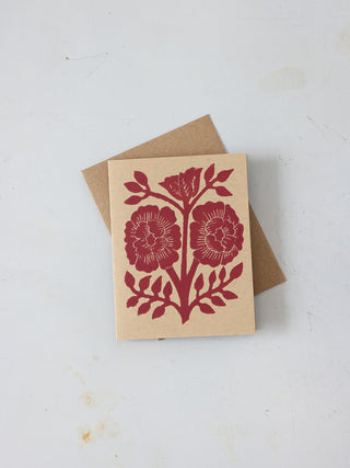 'Roses on the Vine' Block Printed Card