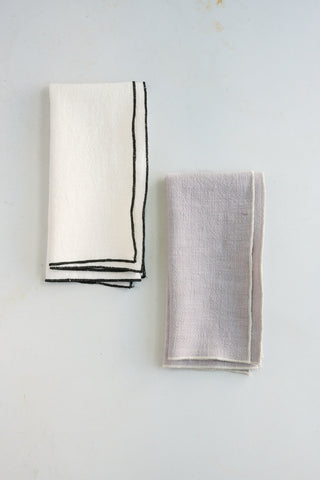 Soft French Linen Napkin with Contrast Trim