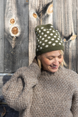 Wool Cashmere Knit Dot Hat- in 2 colors