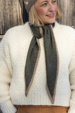 Austen Spindle-Shaped Knitted Cashmere Scarf in Sage