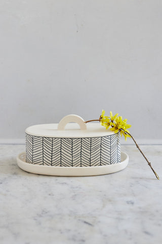 Handmade Herringbone Butter Dish