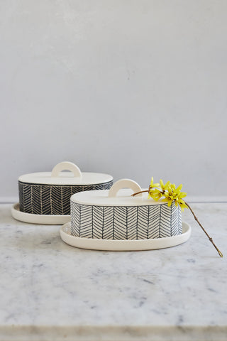 Handmade Herringbone Butter Dish