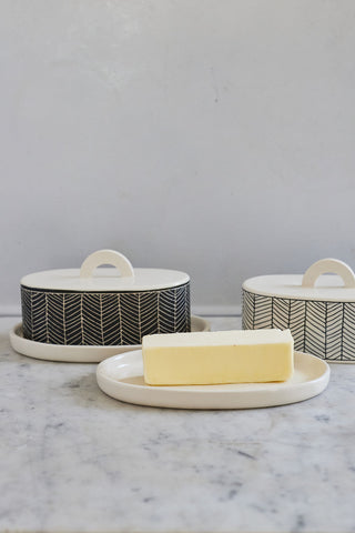 Handmade Herringbone Butter Dish