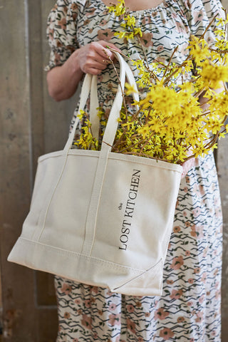 'The Lost Kitchen' handcrafted stenciled canvas tote