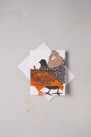 'Three French Hens' - Silkscreen Card