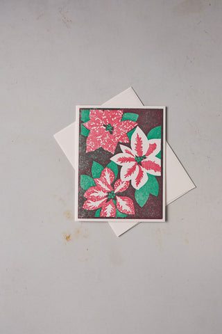 'Poinsettias' - Letterpress Card