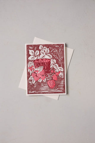'Strawberry Bucket' - Letterpress Card