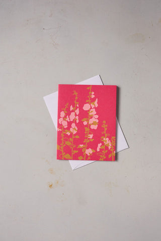 'Pink Hollyhock' - Silkscreen Card