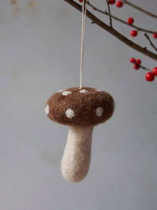 Felted Mushroom Ornament - in 2 colors