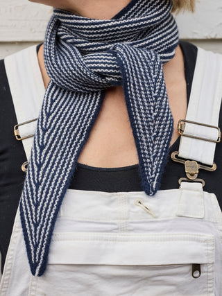 Cashmere Rib Neck Scarf in Navy Sailor Stripe