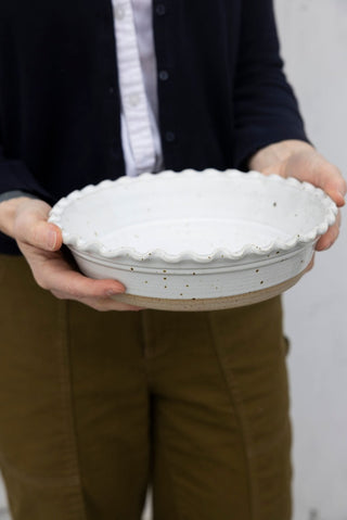 Ruffle Edged Speckled Pie Dish