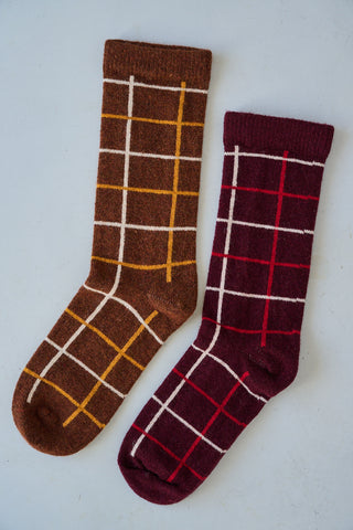 Windowpane Knit Socks in 2 colors