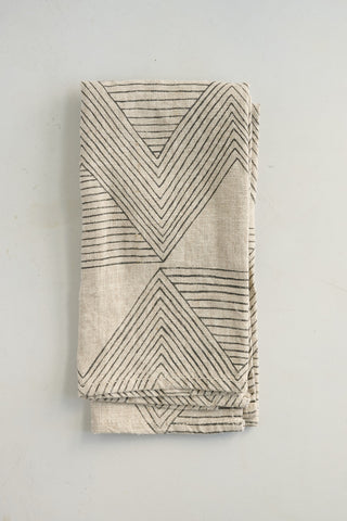 ZigZag Printed Stone Linen Tea Towel