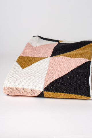 Modern Graphic Throw in "Angles Blush"