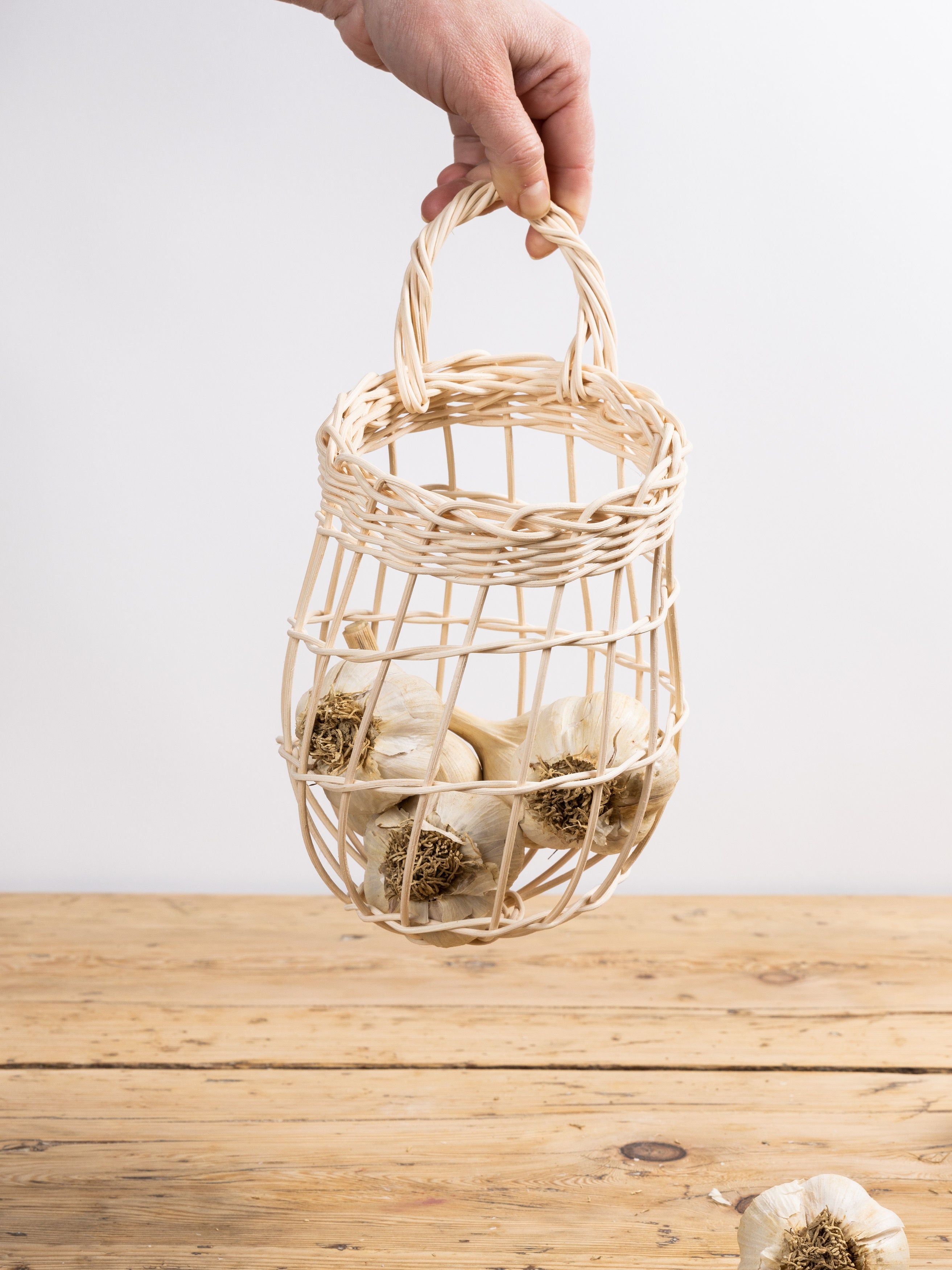 Handmade Natural Rattan Woven Flower Hand Basket Home Kitchen