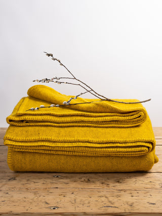 Simple Chartreuse Merino Wool Blanket